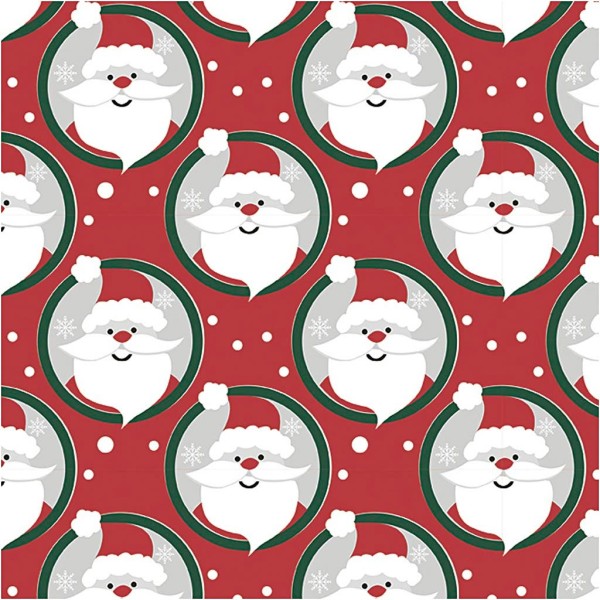Papier cadeau, rouge, Père Noël, L: 50 cm, 80 gr, 100 m/1 rouleau - Papiers  cadeau - Creavea