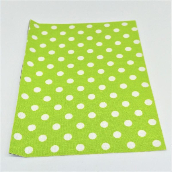 Tissu autocollant motifs grands pois 10x15cm vert blanc - Photo n°1
