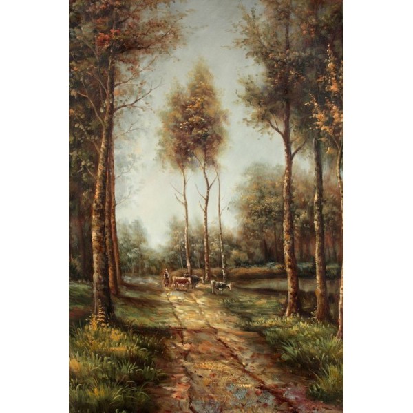 Peinture à l'huile - Route dans la forêt - TN1261X 40*60cm - Photo n°1