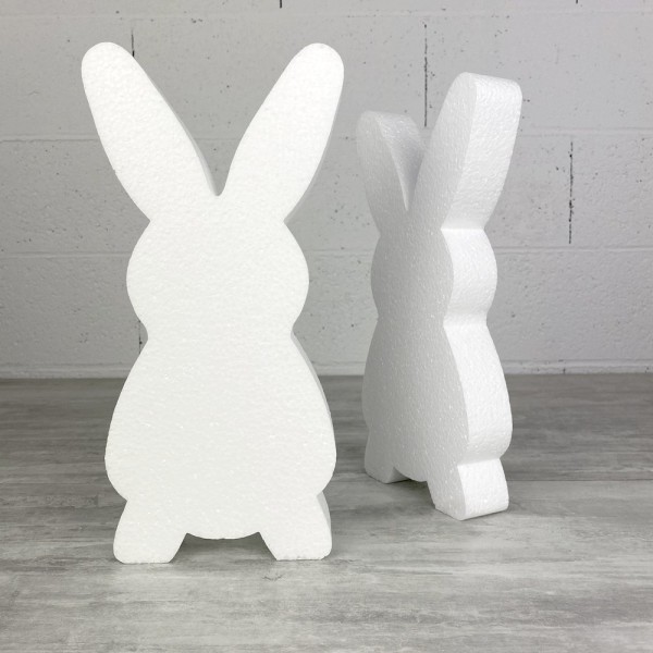Lot de 2 lapins en polystyrène, haut. 31 cm, épais. 3,9 cm, grande silhouette 2D, pâques - Photo n°3