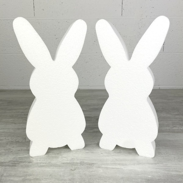 Lot de 2 lapins en polystyrène, haut. 31 cm, épais. 3,9 cm, grande silhouette 2D, pâques - Photo n°1