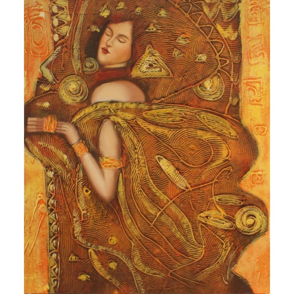 Tableau à l'huile - Basé sur Klimt. Danaya - TN3783 50*60cm - Photo n°1