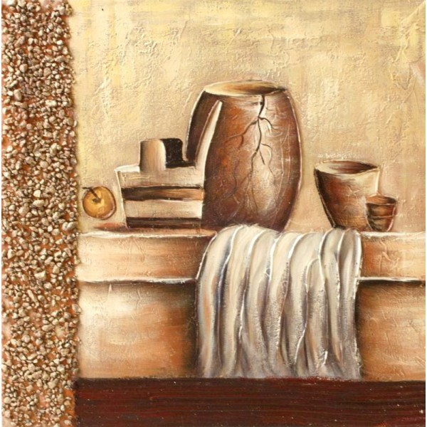 Tableau à l'huile - Vase sur l'étagère -TN3800 40*40cm - Photo n°1