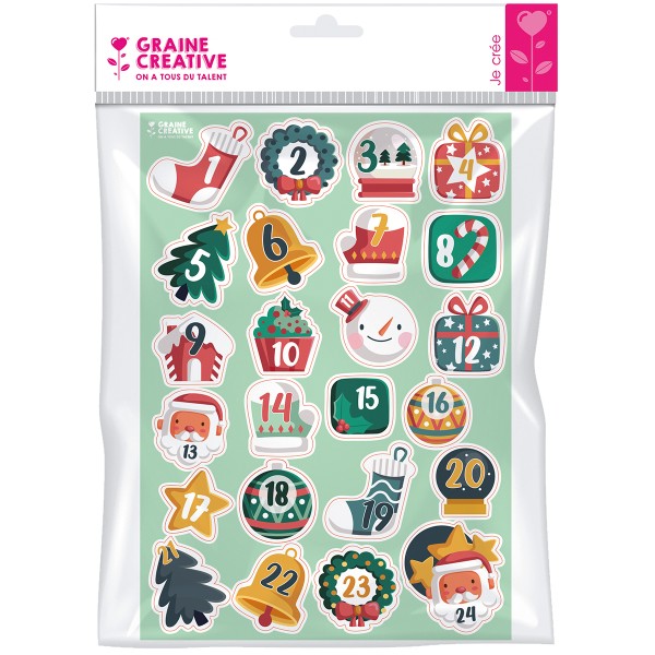 Stickers Calendrier de l'Avent - Happy Christmas - 24 pcs - Photo n°1