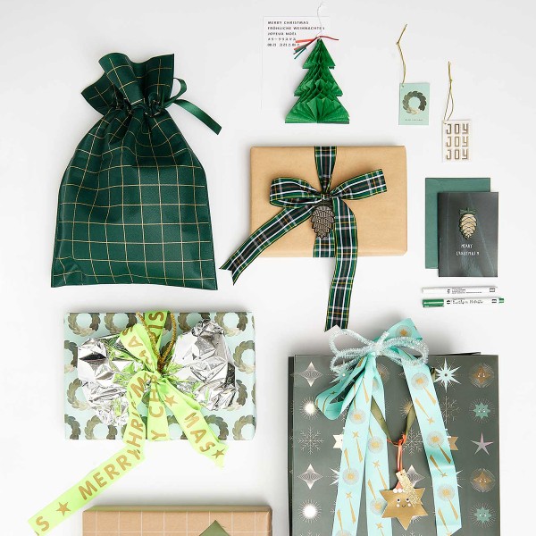 Grand Sac Cadeau en tissu - I love Christmas - Vert - 30 x 45 cm - Photo n°3