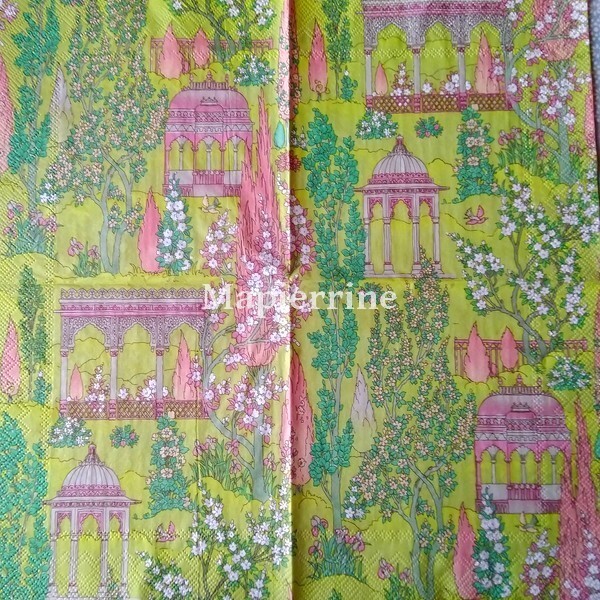 4 serviettes en papier découpage collage 33 cm PAGODE CHINOISE D 501 - Photo n°2