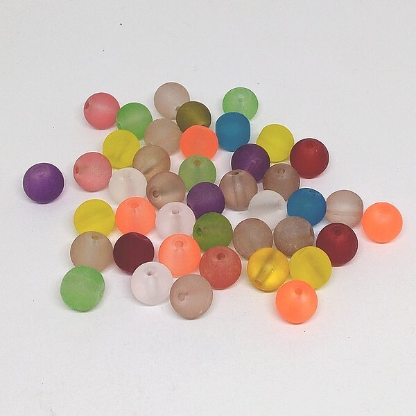 95 perles rondes en verre transparent mat 8 x 7 mm MULTICOLORE - Photo n°1