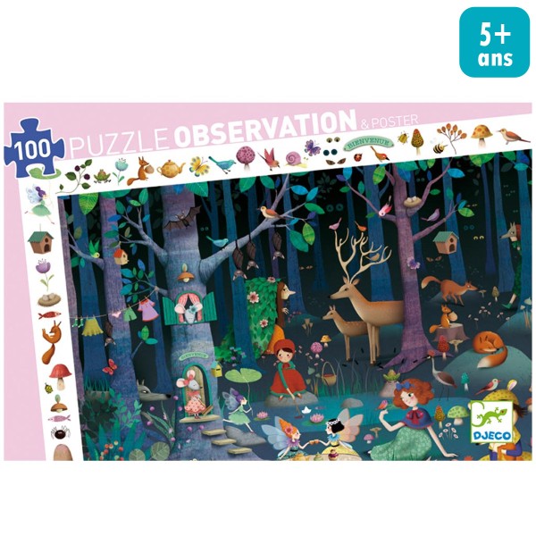 Puzzle Djeco - La forêt enchantée - 100 pcs - Photo n°1