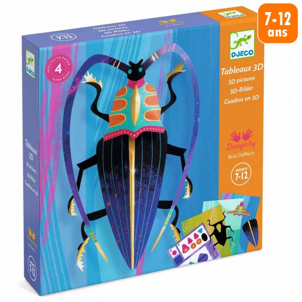Kit créatif Djeco - Paper bugs - 4 tableaux 3D - Photo n°1