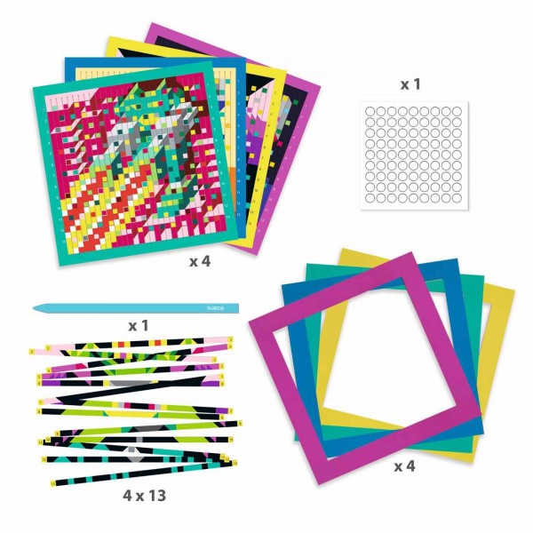 Kit créatif Djeco - Tissage pixels - Invaders - 4 tableaux - Photo n°2