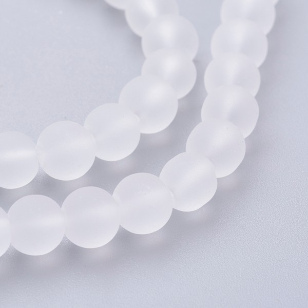 Perles en verre givré 10 mm blanche x 10 - Photo n°1