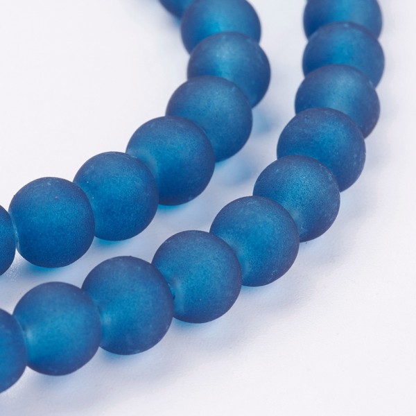 Perles en verre givré 10 mm bleu marine x 10 - Photo n°1