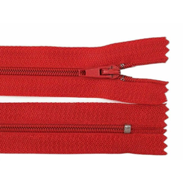 1pc haut risque Zipper nylon rouge largeur 3 mm longueur 18 cm autolock, fermé-end, zippers, haberda - Photo n°1