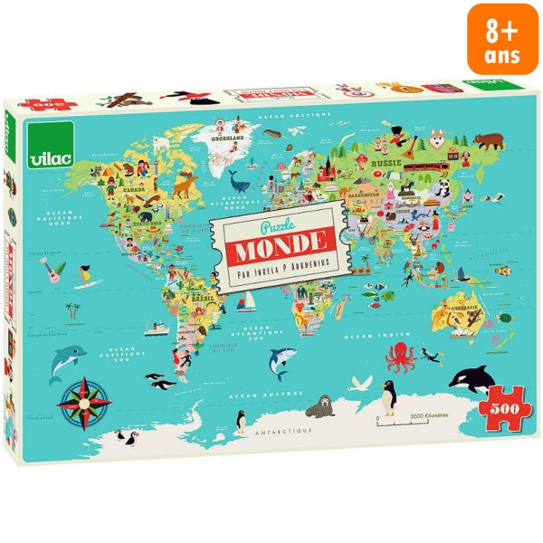 Puzzle pour enfants - Carte du monde - 500 pcs - Photo n°1