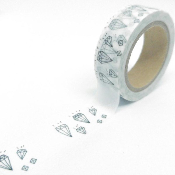 Washi tape diamants étincelants 10mx15mm noir et blanc - Photo n°1