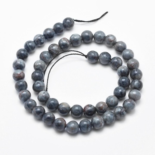 Fil de 60 perles ronde en pierre naturelle Africaine Turquoise 6 mm GRISE BLEU - Photo n°1