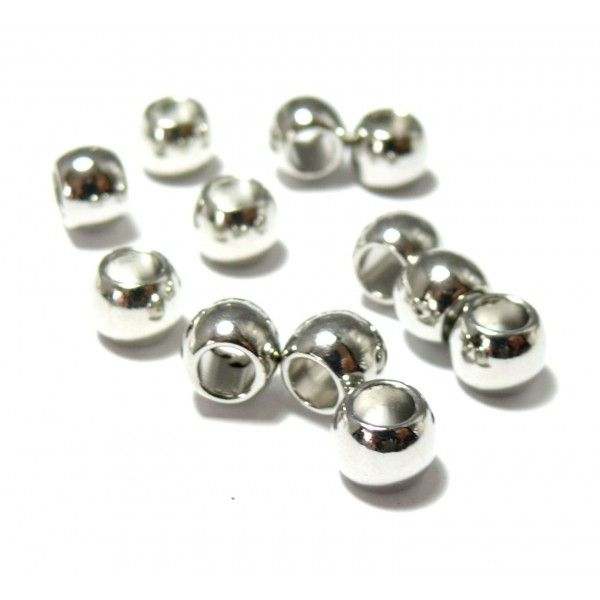 PS110125690 PAX 20 perles intercalaires 7mm trou 4mm metal couleur Argent Platine - Photo n°1