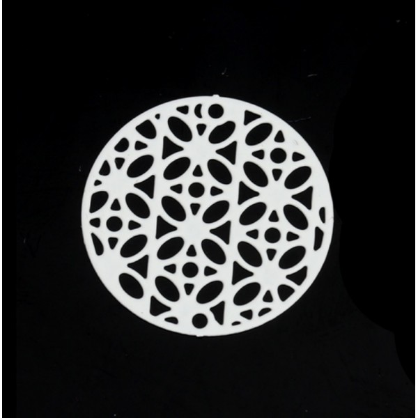 PS110200260 PAX de 5 Estampes pendentif filigrane Mandala 20 mm métal coloris Blanc - Photo n°1