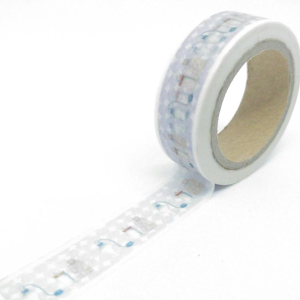 Washi tape flacons de parfum 10mx15mm fond gris - Photo n°1