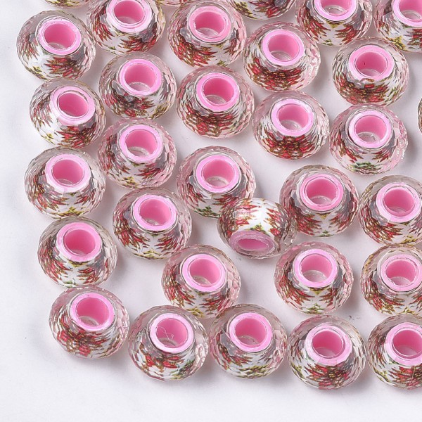 Perles acrylique rose 14 mm x 10 - Photo n°2