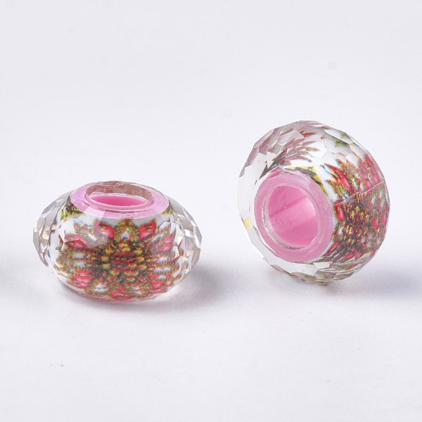 Perles acrylique rose 14 mm x 10 - Photo n°1