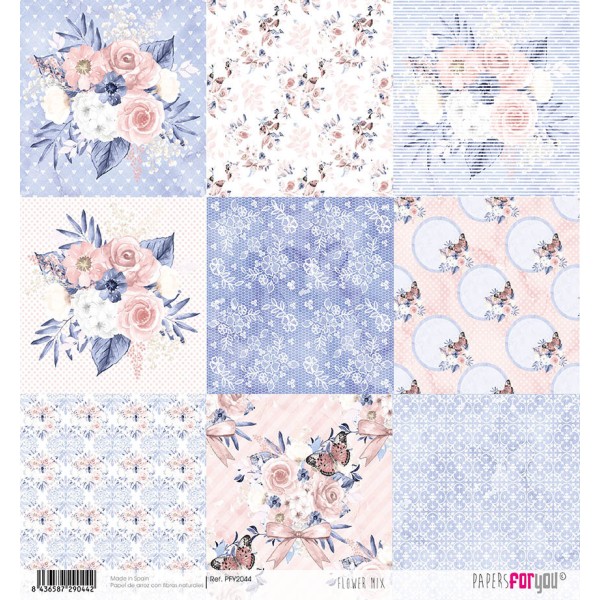 1 feuille de papier de riz 32 x 30 cm découpage collage Papers For You FLOWER MIX 2044 - Photo n°1
