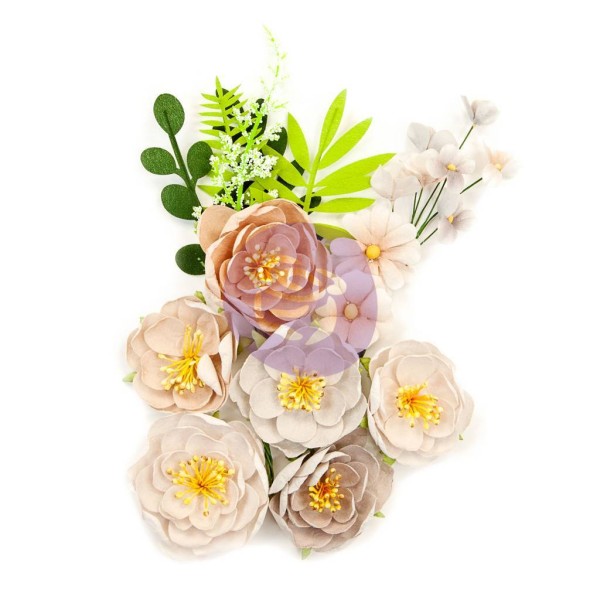 10 pièces fleur feuille en papier scrapbooking décoration PRIMA MARKETING 620 - Photo n°1