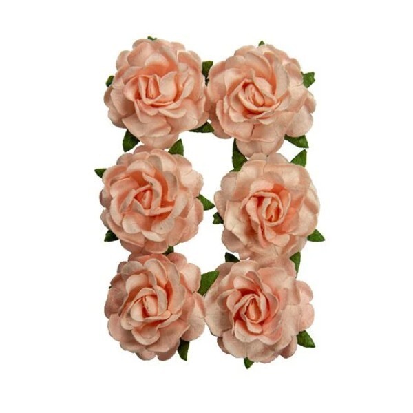 Assortiment de 6 roses + tige en papier de murier décoration scrapbooking 454 - Photo n°1