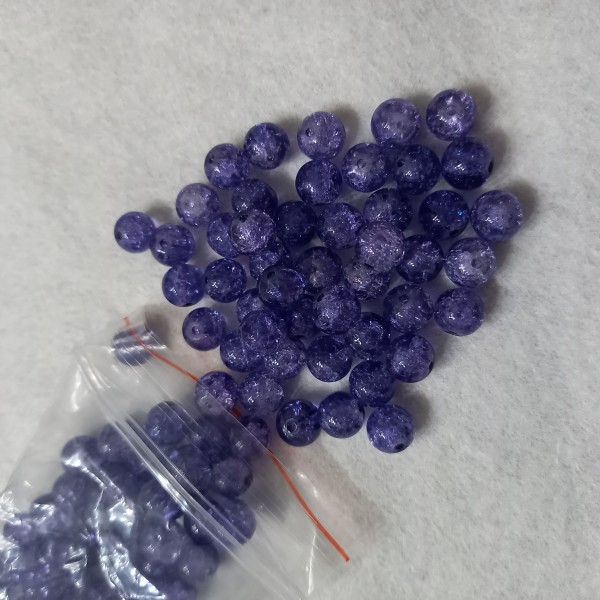 Lot de 20 Perles Craquelées en Verre 10mm Bleu foncé 