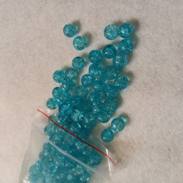 Perles en verre rondes 8 mm turquoise, lot de 100 - Photo n°1