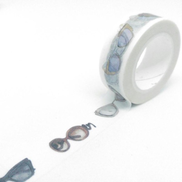 Washi tape assortiment de lunettes 10mx15mm blanc et gris - Photo n°1