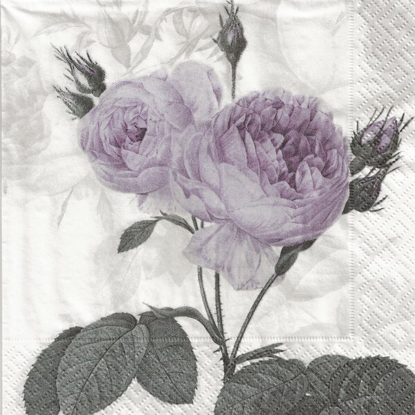 4 serviettes en papier découpage collage 33 cm VINTAGE ROSE MAUVE - Photo n°1