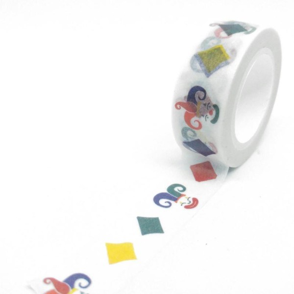Washi tape joker et carreau 10mx15mm multicolore - Photo n°1
