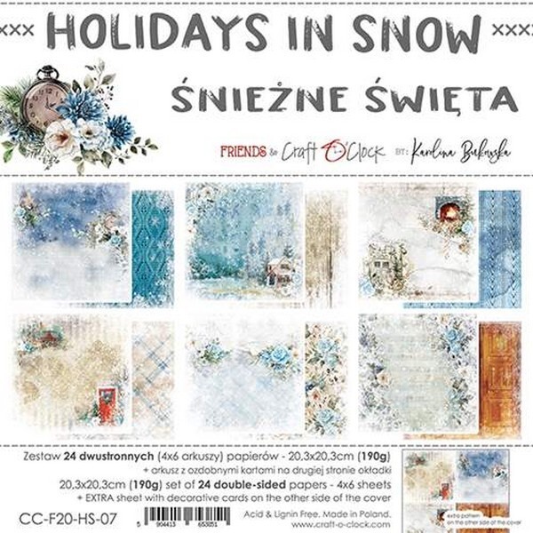 24 papiers scrapbooking 20 x 20 cm Craft O Clock HOLIDAYS IN SNOW - Photo n°1