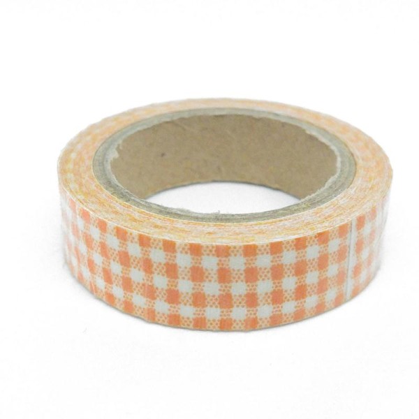 Fabric tape vichy 5mx15mm orange - Photo n°1