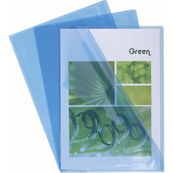 Boîte de 100 pochettes coins A4 lisse bleu plastique Exacompta