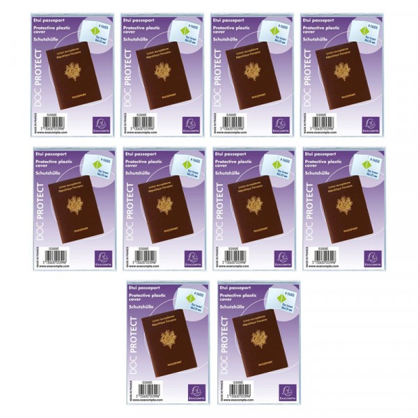 10 étuis de protection pour passeport - Plastique - Transparent - Exacompta - Photo n°1