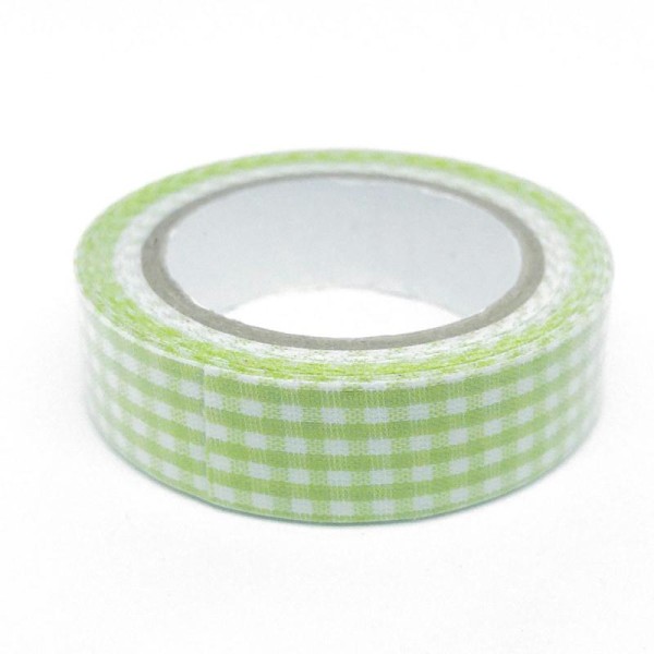 Fabric tape vichy 5mx15mm vert clair - Photo n°1