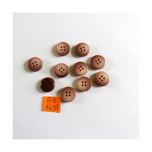 10 boutons en résine marron - 14mm - AB1498 - Photo n°1