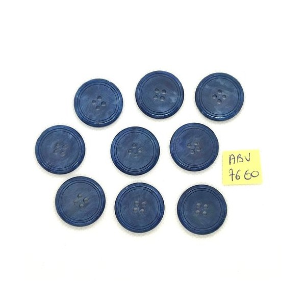 9 Boutons en résine bleu - 23mm - ABV7660 - Photo n°1