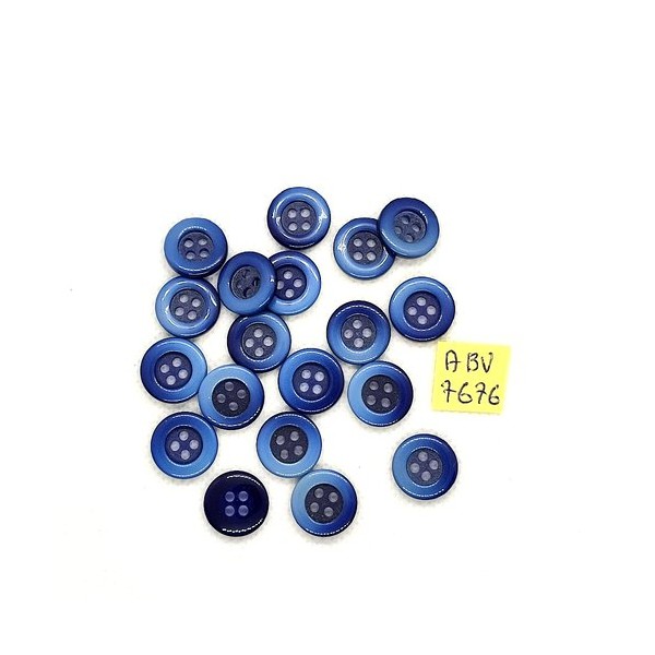 19 Boutons en résine bleu - 14mm - ABV7676 - Photo n°1