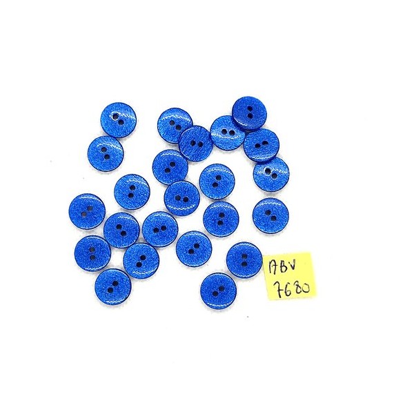 23 Boutons en résine bleu pailleté - 12mm - ABV7680 - Photo n°1