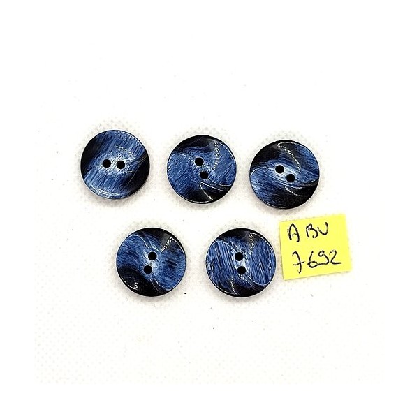 5 Boutons en résine bleu - 18mm - ABV7692 - Photo n°1