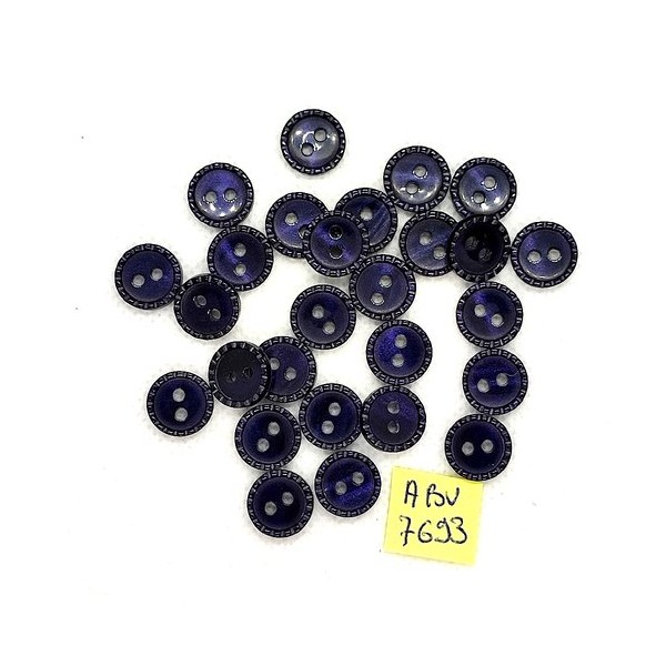 27 Boutons en résine bleu - 11mm - ABV7693 - Photo n°1