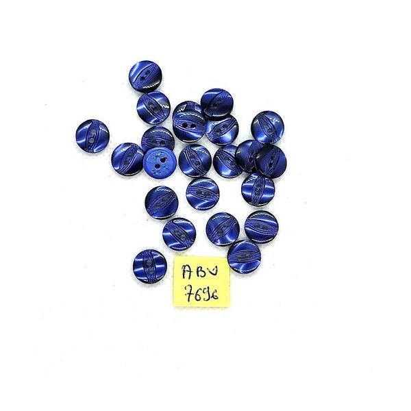 23 Boutons en résine bleu - 10mm - ABV7696 - Photo n°1