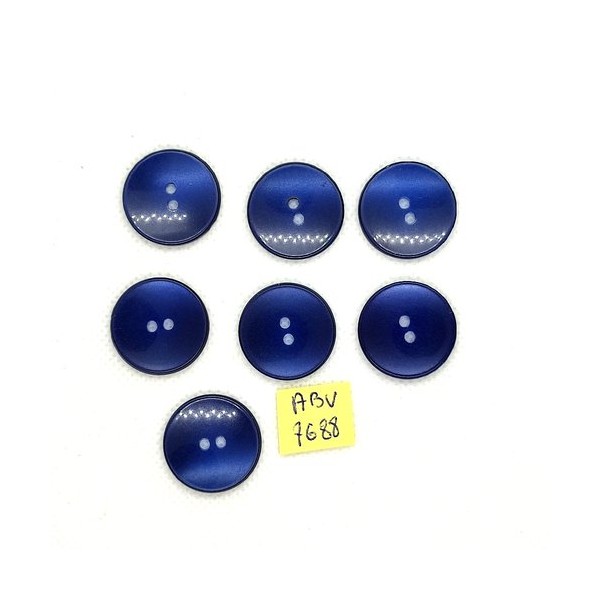 7 Boutons en résine bleu - 22mm - ABV7688 - Photo n°1