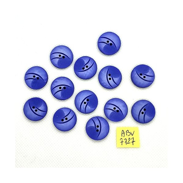 13 Boutons en résine bleu - 18mm - ABV7727 - Photo n°1