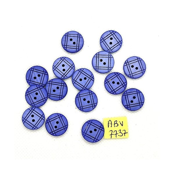 15 Boutons en résine bleu - 15mm - ABV7737 - Photo n°1