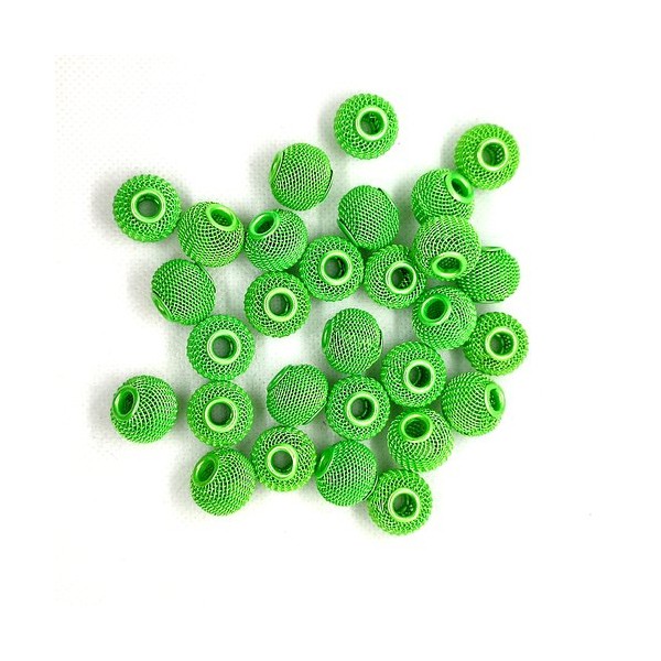29 Perles en métal peint vert fluo - 16mm - Photo n°1