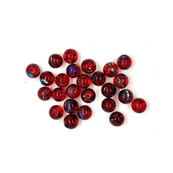 25 Perles en verre rouge - 10mm - Photo n°1